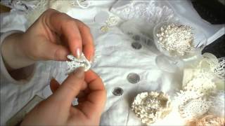 Shabby chic flower  Folded doilies tutorial [upl. by Eibreh]