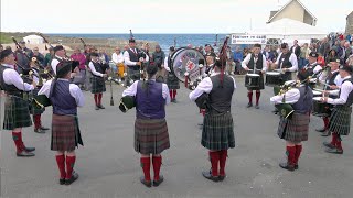 Scotland the Brave set by Portsoy Pipe Band on Old Harbour during 2023 Portsoy Boat Festival [upl. by Lebam]