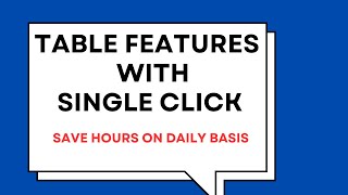 Table Features With Single Click In MS Excel  Excel Trick to Save Hours Daily [upl. by Inar]