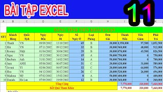 Bài Giải Excel  BẢNG TÍNH TIỀN KHÁCH SẠN [upl. by Kale434]