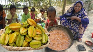 YUMMY VILLAGE FOOD  STAR FRUIT JAM RECIPE  CARAMBOLA JELLY CURRY  SNACKS  Homemade Kamranga Jam [upl. by Bolton926]