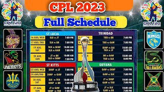 CPL SCHEDULE 2023 DATE TIME  Caribbean Premier League 2023 Schedule  CPL 2023 Schedule [upl. by Hsejar]