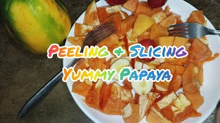 EASY PEELING SLICING PAPAYA SATISFYING [upl. by Standice415]