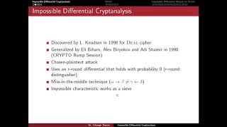 Cryptanalysis 71 Impossible Differential Cryptanalysis [upl. by Edra]