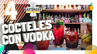 🚀 4 TRAGOS CON VODKA 🍹 RECETAS FACILES  TUTORIAL  BARTENDER [upl. by Ellehcit]