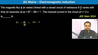 The magnetic flux ϕ in weber linked with a closed circuit of resistance 8 Ω varies with time in [upl. by Nudd]