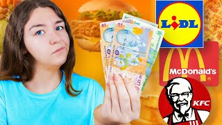 Unde mananci bine cu 24 de lei Lidl McDonalds Kaufland KFC Profi Carrefour 2023 [upl. by Alesi]