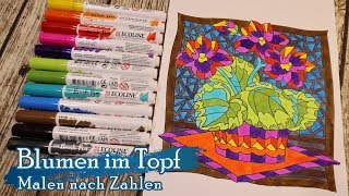 Blumen im Topf  Malen Nach Zahlen für Erwachsene  Speed Paint [upl. by Annaer]