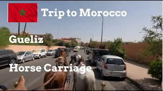 Walk around Marrakech Hivernage to Gueliz and horse carriage [upl. by Honey537]