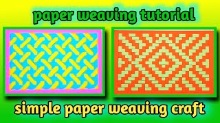 simple paper weaving craft weaving with paper strips paper weaving tutorial paper mat [upl. by Trescott]