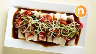 Steamed Tofu with Minced Meat Nyonya Cooking [upl. by Azeret]