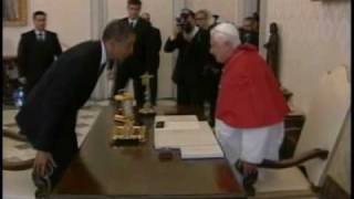 Obama Meets Pope Benedict XVI [upl. by Aicirtak125]