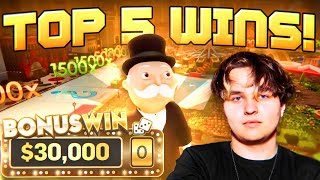 MY TOP 5 MONOPOLY LIVE WINS OVER 30000 [upl. by Aivatra]