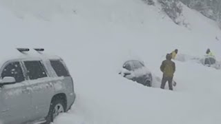 Tow trucks clearing Berthoud Pass after avalanche [upl. by Akirea702]