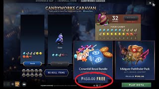 DOTA 2  CANDYWORKS CARAVAN 20x REROLLS FREE CROWNFALL ROYAL BUNDLE [upl. by Liz]