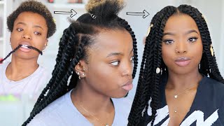 DIY Protective Style MARLEY TWISTS ON SHORT NATURAL 4C HAIR  RUBBER BAND METHOD [upl. by Klemens]