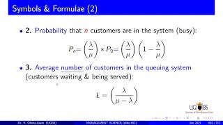 13a Queuing Model essence arival amp service rate 8 formulae [upl. by Tnairb521]