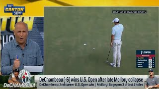 Rory Mcllroy blows 3ft putt DeChambeau wins US OPEN [upl. by Sej]