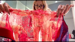 Transparent outfits Try on Haul in a Mall  sheerfabrics seethrough sheer transparencymode love [upl. by Eivlys995]