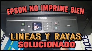 Epson L495 NO Imprime Bien I Rayas Lineas I Limpieza de Cabezal [upl. by Encratis]