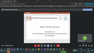 Week 10 live session  NPTEL  CS30  GPU Architectures and Programming [upl. by Dolly]