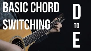 Chord Switching Practice  D to E  Beginner Guitar Lessons [upl. by Fidela537]