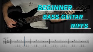 20 Beginner Bass Guitar Riffs With Tabs [upl. by Atileda]