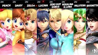 Peach vs Daisy vs Zelda vs Lucina vs Zero Suit Samus vs Rosalina amp Luma vs Palutena vs Bayonetta [upl. by Nairrot316]