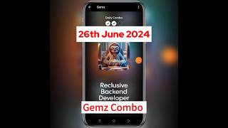 Gemz daily combo cards  26 June Gemz daily combo gemzdailycombo gemzcoin [upl. by Enyallij]