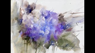 WatercolorAquarela  Demo HortensiaHydrangea [upl. by Jones]