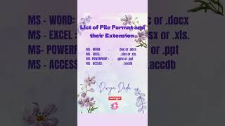 List of file format and their extension Computer gk knowledge ✨✨ [upl. by Aleak]