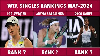 WOMENS TENNIS WTA RANKINGS MAY2024  wtatennis [upl. by Ayekahs]