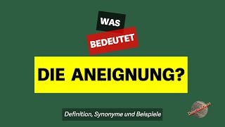 Was bedeutet die Aneignung  Definition Synonyme und Beispiele [upl. by Marella888]