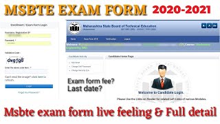 Msbte winter exam form 20202021  Exam form  Enrollment login 202021  MSBTE exam form [upl. by Millan]