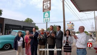 Bike Route 66 Signs Installed In Tulsa To Promote Highway Tourism [upl. by Berardo614]