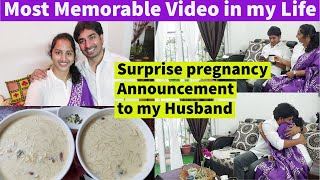 Most Excited Video  Pregnancy surprise announcement  His reactions😍🥰  Happy US  Telugu vlogs [upl. by Ainotal]