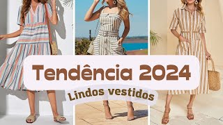 Lindos VESTIDOS LISTRADOS  Tendência de moda 2024  Mulheres Elegantes  Moda Feminina 💖 [upl. by Brownley]