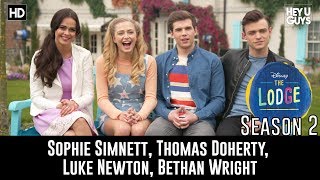 Sophie Simnett Thomas Doherty Luke Newton Bethan Wright  The Lodge Season 2 Interview [upl. by Us]