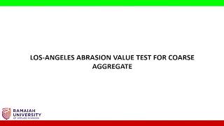 Coarse Aggregates Los Angeles Abrasion Test [upl. by Nuahsar]