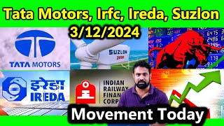 Tata Motors Irfc Ireda Suzlon Energy share movement today [upl. by Adamson]