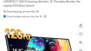 unboxing  uperfect 120Hz 16inch gaming monitor from walmart [upl. by Sabelle705]