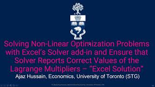 Optimization in Excel Solver to produce correct Lagrange Multipliers  Part 2 [upl. by Cramer684]