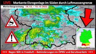 LIVE Markante Eisregenlage durch Luftmassengrenze im Süden des Landes  Schneefälle in der Mitte [upl. by Toulon]