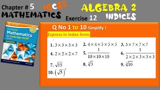 Cambridge IGCSE Extended Maths Solution  Chapter5Ex12Q 1 to 10  Igcse math solution  David Rayner [upl. by Sobmalarah]