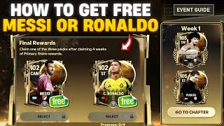 HOW TO GET FREE 102 OVR RONALDO OR MESSI FC MOBILE 25  BALLON DOR EVENT GUIDE FC MOBILE [upl. by Kinnie536]