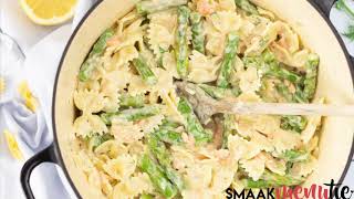 Pasta met asperges en zalm in een romige dillesaus [upl. by Halle]