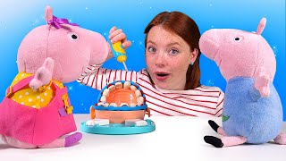 Peppa Wutz und Irene spielen Zahnarzt Play Doh Spielspaß mit Doktor Wackelzahn [upl. by Rahab]