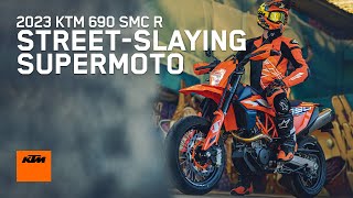 2023 KTM 690 SMC R – Streetslaying supermoto royalty  KTM [upl. by Alethia]