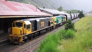 TranzAlpine and Canterbury coal trains over New Zealands Southern Alps [upl. by Devin]