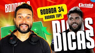 🔴CARTOLA FC 2024  DICAS RODADA 34 RODADA TOP RETA FINAL [upl. by Fogg]